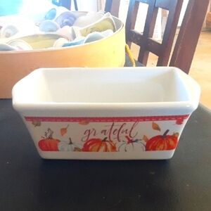 Grateful Ceramic Loaf Pan - White and Orange (Royal Norfolk)